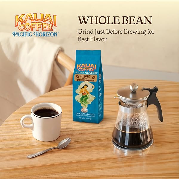 KAUAI COFFEE WHOLE BEAN COFFEE – SMOOTH, NON-BITTER PURE ARABICA – LIGHT FLORAL NOTES & BRIGHT AROMA – GROWN ON HAWAII’S LARGEST COFFEE FARM – KOLOA ESTATE MEDIUM ROAST, 1 PACK OF 10OZ