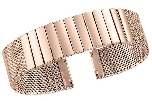 20mm Hypoallergenic Metal Chainmail Mesh Watch Bands Bracelets for Men Stainless Steel in Rose Gold