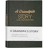 Artmag Grandpa's Life Story Journal Family Keepsake Book Linen Hardcover for Grandpa to Share His Memories, with 250+ Prompt Questions Gift for Birthday Father's Day Christmas (Dark Green)