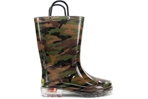 Western Chief Kids Waterproof Light Up Rain Boots With Handles for Easy On and Off for Boys and Girls