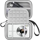 Lacdo Camera Case for CAMKORY DC403, KODAK PIXPRO FZ55/FZ45, Gray | For KODAK PIXPRO Pixpro C1, for Lecran/VAHOIALD FHD 1080P, Canon PowerShot ELPH 360 Small Travel Camera Carrying Case Kids