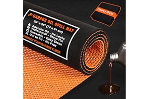 Golener Oil Spill Mat - Garage Floor Mat, Absorbent Oil Pad, Premium Maintenance Mat, Waterproof, Contain Liquid, Protect Floor from Spill & Stain, Reusable, Washable, Durable, 29”x36”, Black/Orange