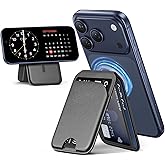 QYQBOON Mag-Safe Wallet Magnetic Wallet for Phone Lightweight Magnetic Phone Pouch Stand Adjustable Leather Mag-Safe Card Holder for iPhone 17/16/15/14/13/12 Series, Not for iPhone 13/12 Mini (Black)