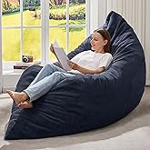 Hobestluk 3 in 1 Bean Bag Chair Giant Bean Bag Chairs for Adults with Plush Faux Fur Cover Convertible Bean Bag Floor Cushion with Machine Washable Cover for Living Room (Plush Dark Grey)