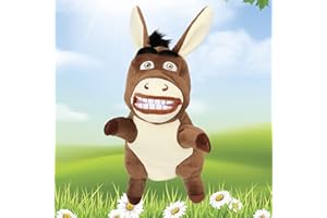 Easfan Donkey Hand Puppet Plush Animal Toy with Movable Mouth for Role Play Storytelling Preschool Teaching Birthday Gifts for Kids Boys Girls Brown, 13''