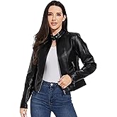 Fahsyee Faux Leather Jacket Women - Cropped Motorcycle Biker Casual Blazer S-XXL