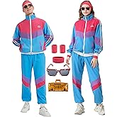 Antbutler 80s Tracksuit for Men Women Retro Windbreaker Set 80s 90s Outfit for Men 80s Track Suit for Couple 90s Shell Suit