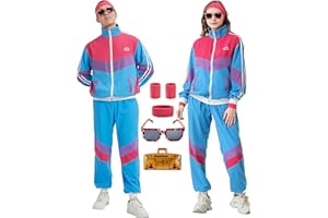 Antbutler 80s Tracksuit for Men Women Retro Windbreaker Set 80s 90s Outfit for Men 80s Track Suit for Couple 90s Shell Suit