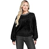 Guess Womens Long Sleeve Arisa Rhinestone Sweater