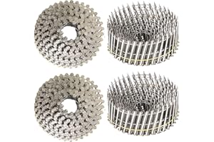 kimllier 1200 Count Coil Siding Nail Full Round Head Wire Collated Coil 15-Degree 1-3/4-Inch x .090-Inch Ring Shank 304 Stain