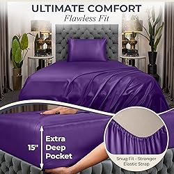 DECOLURE Satin Sheets Twin Size Set 3 Pcs - Silky