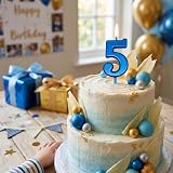 SHATCHI Birthday Number 5 Candle Blue Cake Topper Milestone Birthday Decor view 2