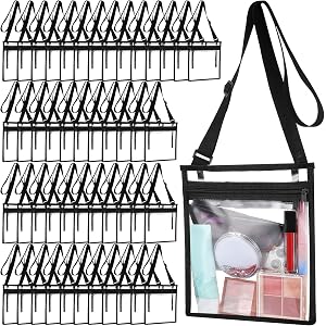 SilTriangle 20 Pcs Clear Bag Stadium Approved PVC Clear Crossbody Messenger Bag for Travel Concerts Sports Events