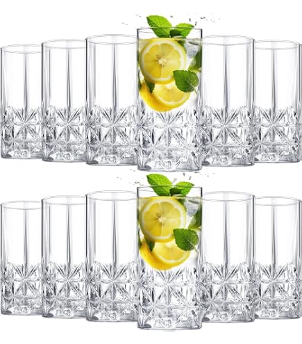 LUXU - Bicchieri da whisky in cristallo, 368,5 g, con base pesante, stile antico, bicchieri da bar Lowball per bere borbon, whisky scozzese, cocktail, cognac, grandi bicchieri da cocktail set di 2