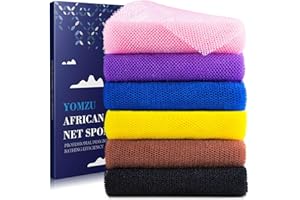 YOMZU African Net Sponge Exfoliating Bath Sponge Scrubbing Long Rag Wash Shower Body Scrubber - 6 Pieces