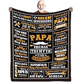 CIUGOIG Papa Birthday Gifts from Grandkids, 50"x60" Papa Blanket, Papas Gifts from Granddaughter, Christmas Ideas for Grandpas/Grandfather Papas The Man The Myth The Legend Blanket