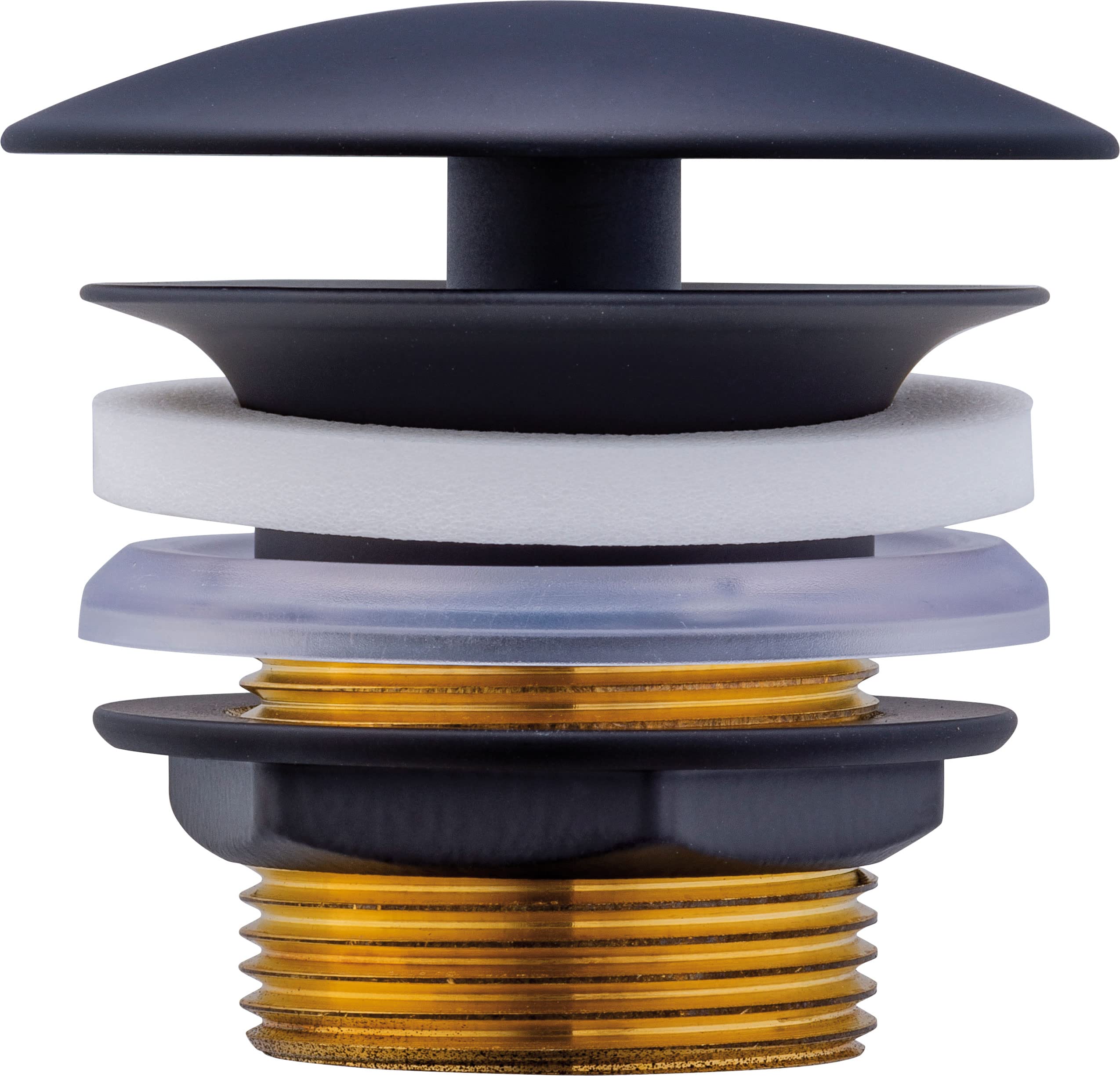 Duravit Universal Drain Fitting with Standard Thread Size 1 ¼, Shaft Valve for Sinks and washbasins Without Overflow, Sink Drain in Matte Black