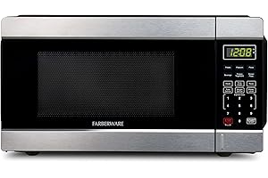 Farberware Countertop Microwave 1000 Watts, 1.1 cu ft - Microwave Oven With LED Lighting and Child Lock - Perfect for Apartments and Dorms - Easy Clean Stainless Steel