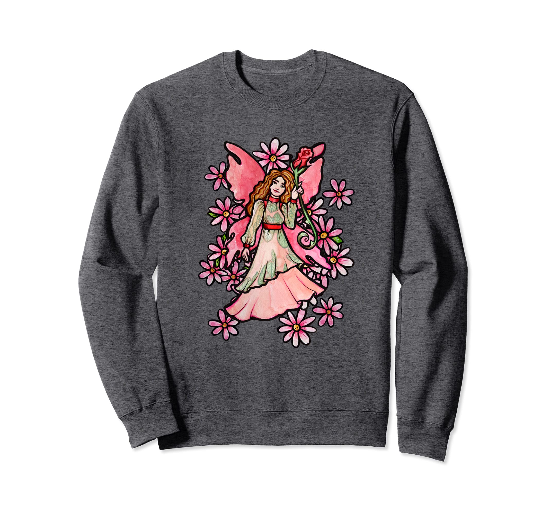 Cute Pink Fairy Garden Art Faerie Gardeners Sweatshirt