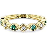 Kobelli Alternating Emerald and Diamond Yellow Gold Ring