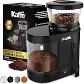 Kaffe Electric Burr Coffee Grinder (5.5oz) w/Adjustable Coarseness Settings - Flat Burr - [New Upgraded Motor ] - Precision Coffee Bean Grinder for Home Use - Black