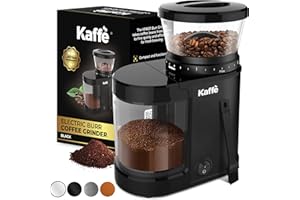 KAFFÈ Kaffe Electric Burr Coffee Grinder (5.5oz) w/Adjustable Coarseness Settings - Flat Burr - [New Upgraded Motor ] - Precision Coffee Bean Grinder for Home Use - Black