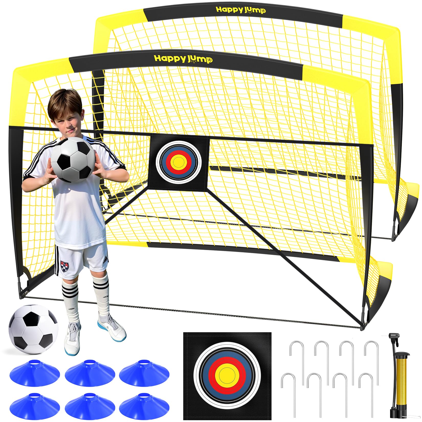 Photo 1 of Happy Jump Soccer Goal Pop Up Foldable Soccer Net for Backyard 7'x5', 2 Set
