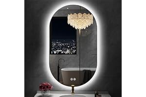 S·BAGNO 24''x40'' Oval LED Bathroom Mirror with Lights, Anti-Fog, 3 Colors Temperature & Dimmable, Lighted Mirrors for Bathro