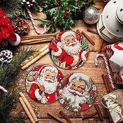 Christmas Absorbent Coasters with Holder Set of