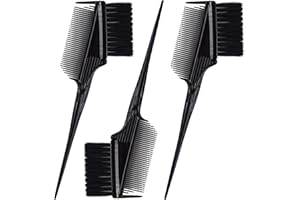 SALON SUPPLY CO Emperor Hair Dye Brushes - 3 Angled Tint Brushes with Integrated Combs - Hair Dye Brush Applicator - Hair Root Touch Up Brush - Color Brushes for Hair Salon (Black)