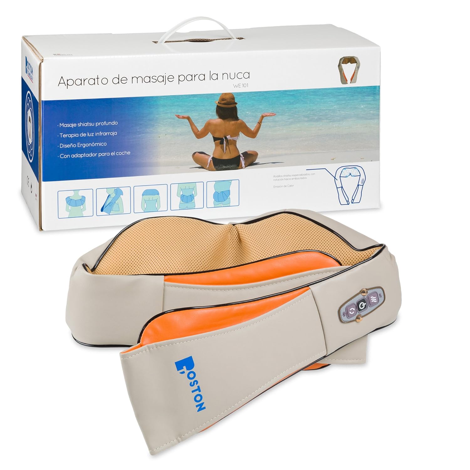 Boston Wellness Aparato de Masaje Shiatzu cuello hombros espalda cintura y piernas