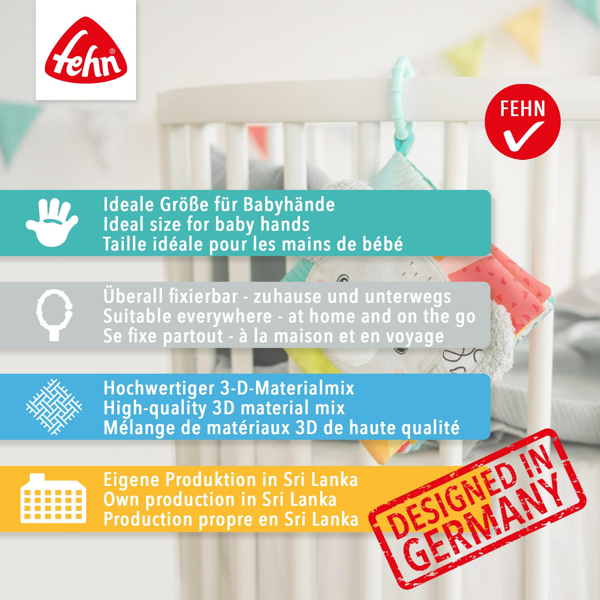 Fehn Stoffbuch Otter – Fühlbuch mit Tier-Motiven: 8 Seiten mit spannenden Farben & Funktionen zum Fühlen, Greifen und Staunen - ein perfekter Begleiter für zuhause & unterwegs 6