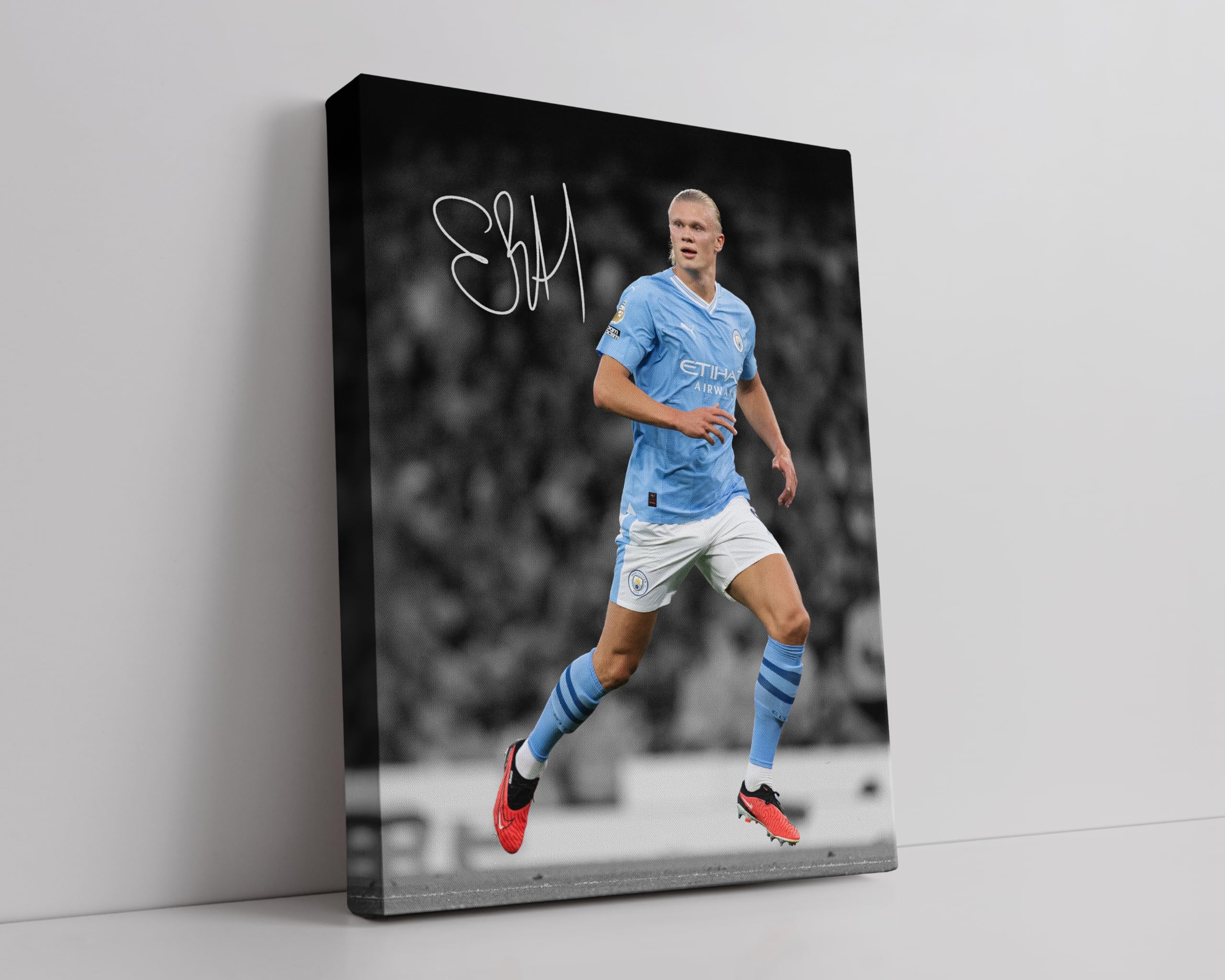HWC Trading Erling Haaland Manchester City 16 x 12 inch Streched Canvas Print Signed Autograph for Football Fans and Supporters - Image 5