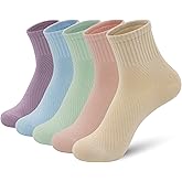 SERISIMPLE Women's Bamboo Viscose Above Ankle Thin Socks Quarter Mesh Design Breathable Anti-Odor Summer Socks 5 Pairs