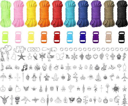 Amazon Hicarer キッズ パラコードブレスレット メイキングキット Diy チャーム ブレスレット メイキングキット あなただけのロープブレスレットジュエリー チャーム付きアートとクラフト用品 男の子と女の子用 おもちゃ おもちゃ