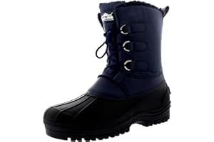 POLAR Mens Muck Lace Up Short Nylon Winter Snow Rain Lace Up Casual Duck Boots