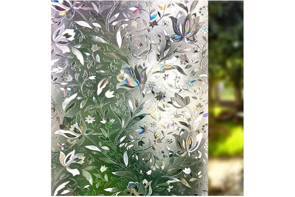 LEMON CLOUD Window Film, Decorative Window Privacy Film, 3D Stained Glass Window Sticker,Anti-UV Sun Blocker Heat Control for