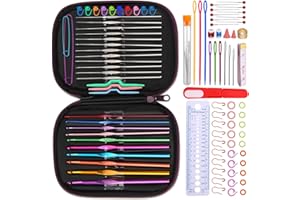 Mnuizu 100 Pcs Crochet Hook Set, Crochet Needles Set, Crochet Accessories with Hooks Storage Case, Hooks, Needles, Perfect fo