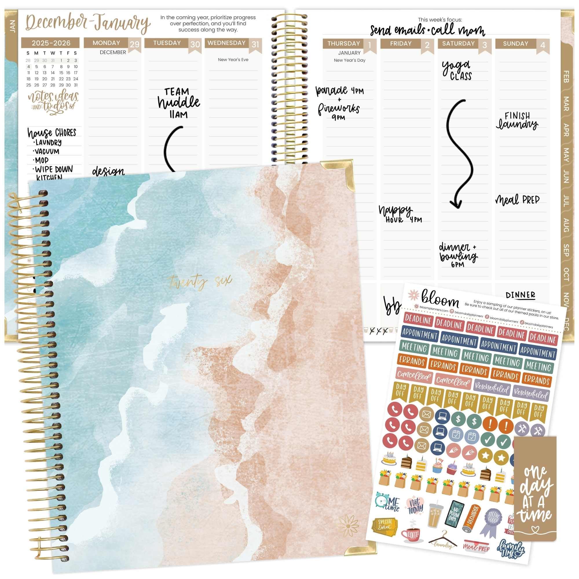 Photo 1 of bloom daily planners 2026 Hardcover Calendar Year Goal & Vision Planner (January to December) - Monthly & Weekly Agenda Organizer - 7.5" x 9" - Ocean Oasis