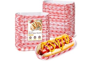 ZORRITA 300 Pcs Paper Hot Dog Trays, Small Disposable Hot Dog Boats Fluted to Go Food Holders for Concession Stand, Party, Food Truck (Red)