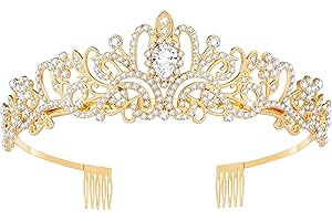 Queenship Tiara Crown for Women, Queen Tiara for Birthday Prom Bridal Party Custome Gold