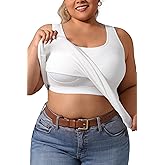 DAGGLOSA Plus Size U-Back Casual Workout Tank Tops for Women with Built-in Bra, Padded Racerback Gym Athletic Yoga Tops