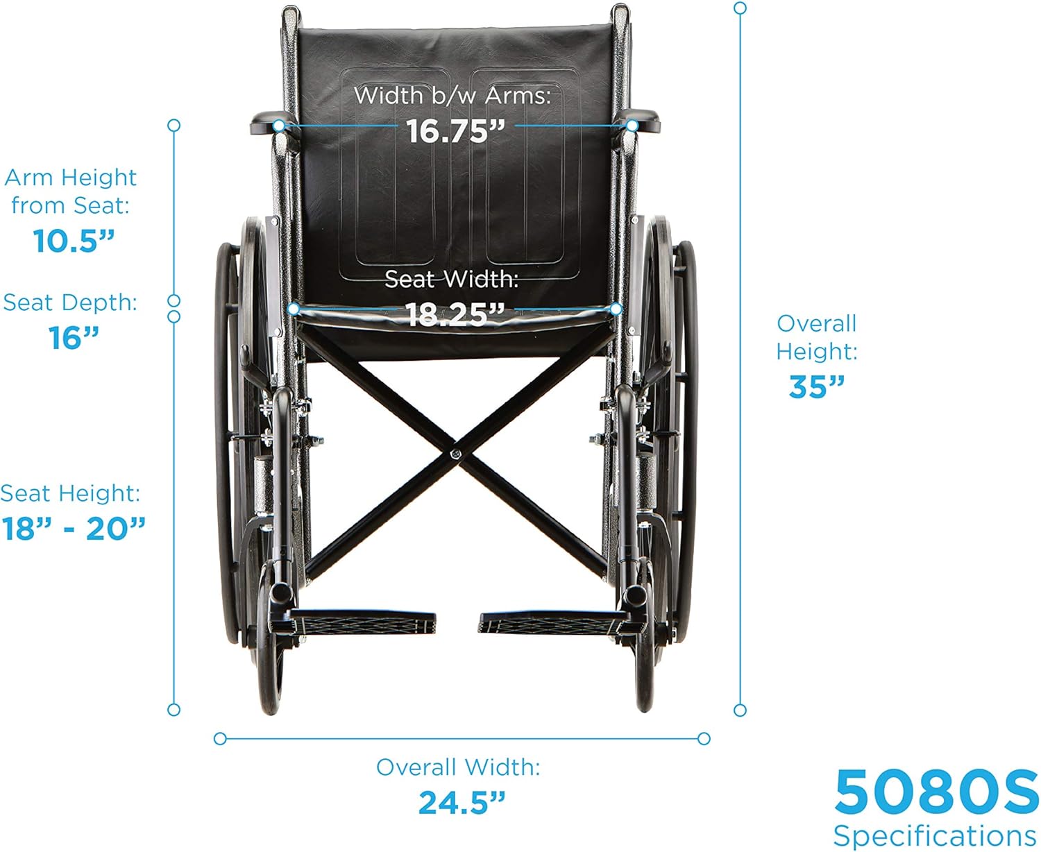 NOVA 18" Steel Wheelchair with Fixed Arms & Footrests: Health & Personal Care