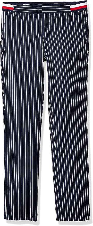 Tommy Hilfiger レディース アダプティブピンストライプパンツ ベルクロ留め 調節可能なウエスト付き ロングパンツ 通販 Amazon