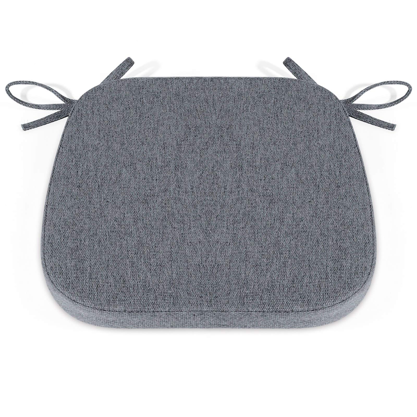 baibu Chair Cushion NonSlip Kitchen Chair Pad With Ties,Memory Foam 15.5'' X 14.5'' X 1.5''(40x37x4CM) Dining Chair Seat Cushion -Dark Grey