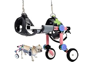 HobeyHove Adjustable Dog Cart/Wheelchair,Fordable Dog Wheelchair for Back Legs,Assist Small Pets with Paralyzed Hind Limbs to Recover Their Mobility 2 Colour 5-Size(XXXS Pink)