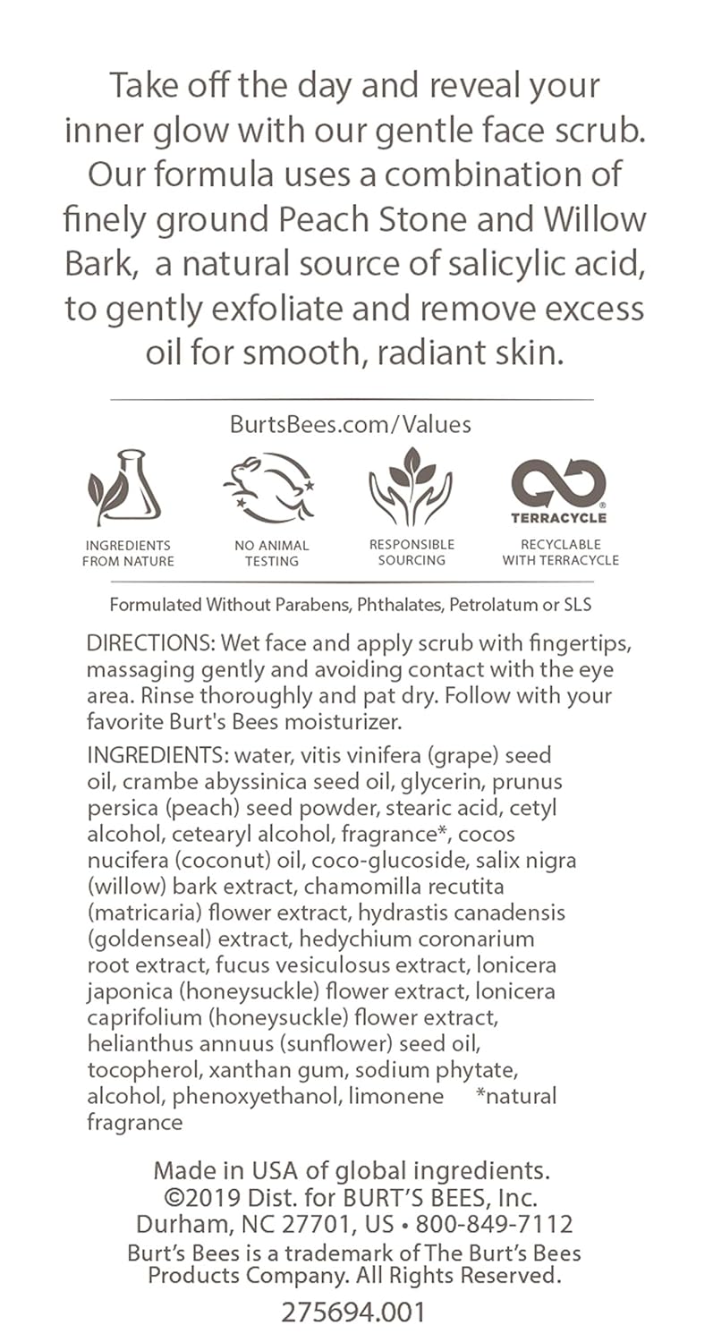 Burt's Bees Peach & Willowbark Deep Pore Scrub - 4 oz: Beauty