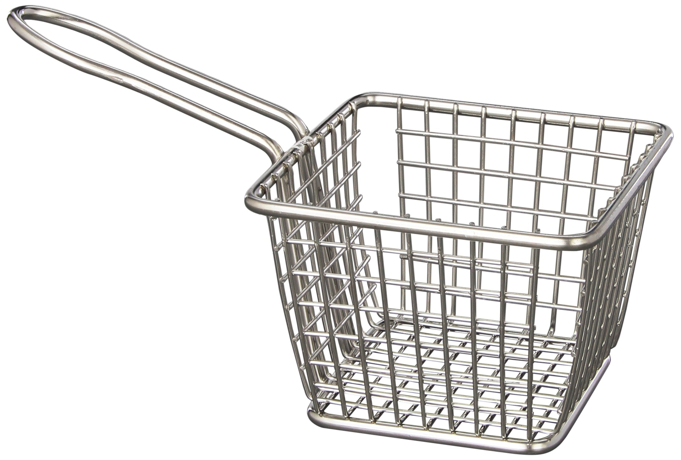 American Metalcraft FRYS443 Stainless Steel Square French Fry Basket Holder, 4-Inch, Silver