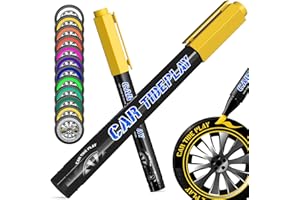 Cartideplay Tire Paint Marker for Car Tire Lettering, Premium Tire Marker Pens with Weatherproof, Ink Designed to Last on Car Tires/Waterproof/Permanent(Yellow,2 PCS)