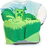 Jay Franco Minecraft Creeper Feather Knit Fluffy Throw Blanket - Fuzzy Blanket Measures 50 x 60 Inch - Super Soft Lightweight Gamer Bedding